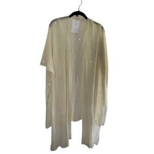 NWT Fabiana Filippi Sheer Sequined Open Front Cardigan Cream Size One Size